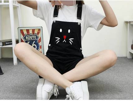LEETOS Dungaree For Girls Casual Printed Cotton Blend