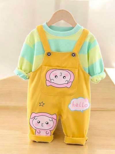 LIMITED EDITION PRIME Dungaree For Baby Boys & Baby Girls Printed Cotton Blend