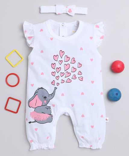 BUMZEE Romper For Baby Girls Casual Printed Hosiery