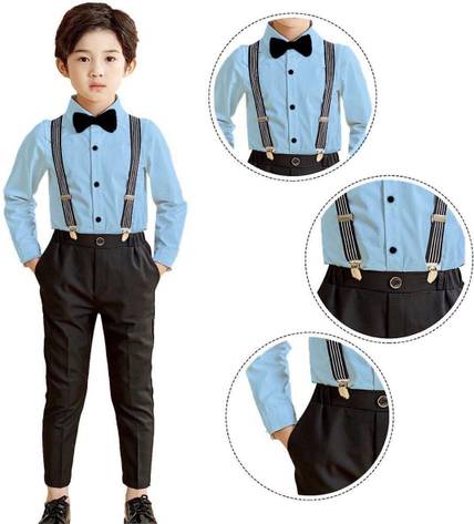KRIYU CREATION Dungaree For Boys Party Checkered Cotton Blend