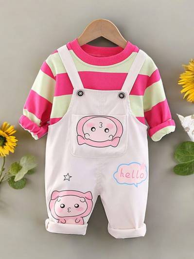 LIMITED EDITION PRIME Dungaree For Baby Boys & Baby Girls Printed Cotton Blend