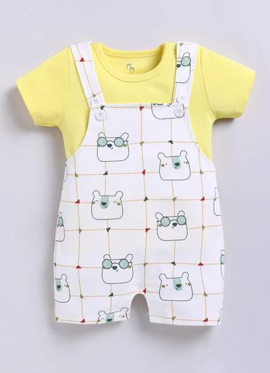 BabyGo Dungaree For Baby Boys & Baby Girls Casual Floral Print Pure Cotton