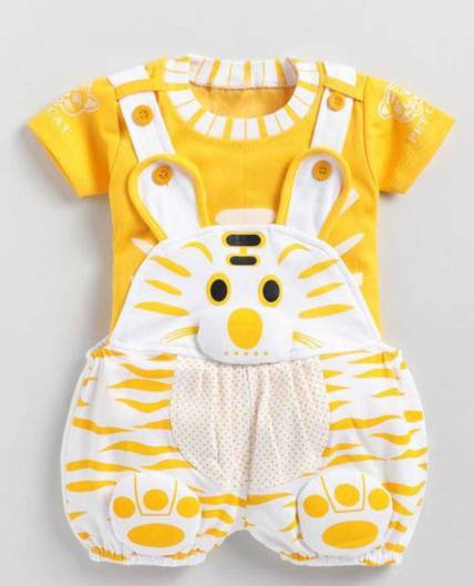 miradresses Dungaree For Baby Boys & Baby Girls Casual Printed Cotton Blend