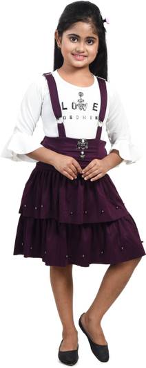 Fariha Fashions Dungaree For Girls Casual Solid Cotton Blend