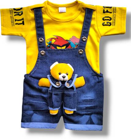 LIMITED EDITION PRIME Dungaree For Baby Boys & Baby Girls Casual Printed, Applique Cotton Blend