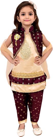 Dollfashion Girls Festive & Party Ethnic Jacket, Kurta and Dhoti Pant Set