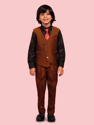 AJ Dezines Boys Festive & Party Shirt, Waistcoat and Pant Set