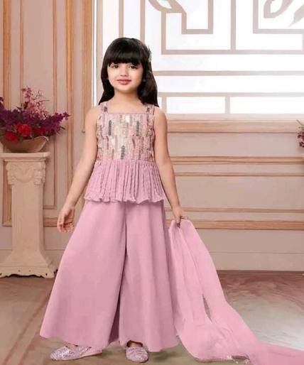 MD Enterprise Girls Wedding Kurta and Palazzo Set