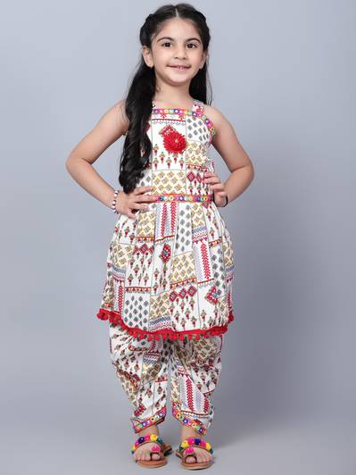 High Fame Girls Festive & Party Kurta and Dhoti Pant Set