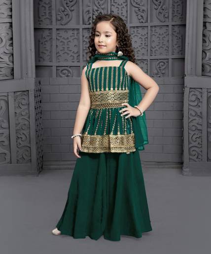 MD Enterprise Girls Wedding Kurta and Palazzo Set