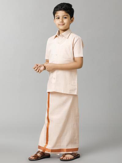 Ramraj Cotton Boys Casual Shirt & Dhoti Set