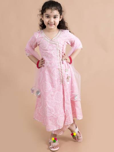 Pspeaches Girls Festive & Party Angarkha, Dhoti & Dupatta Set