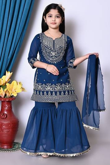 Mselimdresses Girls Casual Kurta and Sharara Set