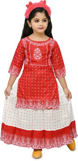 CHANDRIKA LIFESTYLE Girls Festive & Party Top and Skirt Set