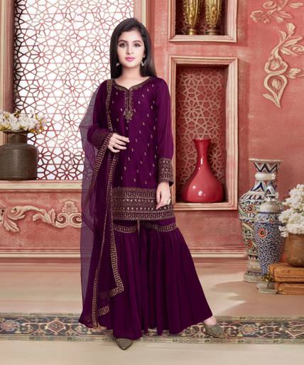 Wommaniya Impex Girls Wedding, Festive & Party Kurta and Palazzo Set