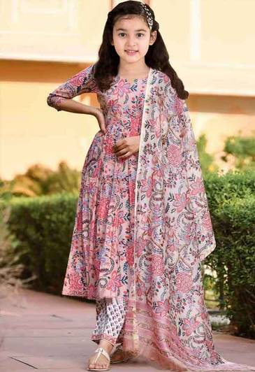 Heerkaart Girls Festive & Party Kurta, Pyjama & Dupatta Set