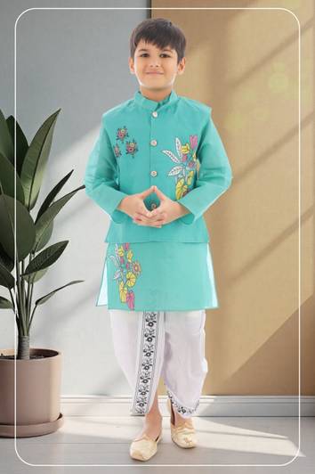 new gen Boys Festive & Party Kurta, Waistcoat and Dhoti Pant Set