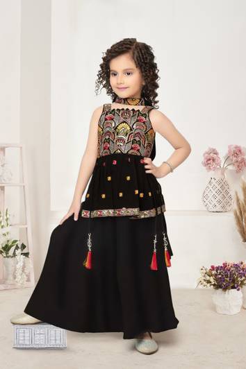 Dhvra Fashion Girls Wedding Kurta and Palazzo Set