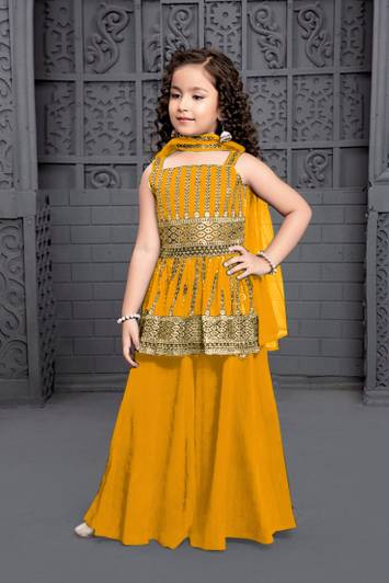 Tulsi Creation Girls Wedding Kurta and Palazzo Set