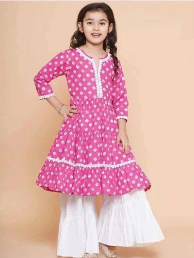 Pinkshierd Girls Festive & Party Angarkha and Sharara Set