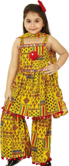 the crown Girls Festive & Party Kurta, Pyjama & Dupatta Set