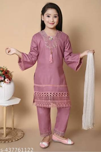 AR KEFA Girls Festive & Party Kurta, Pyjama & Dupatta Set
