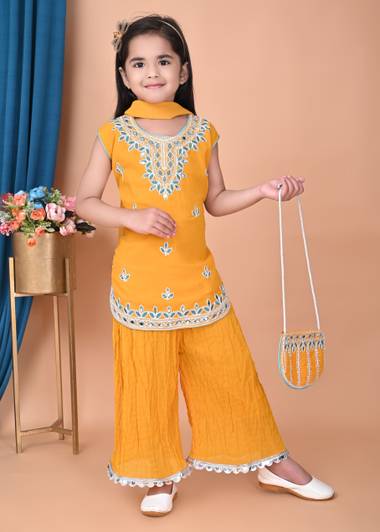 SMARTKIDS PLUS Baby Girls Festive & Party Kurta, Pyjama & Dupatta Set
