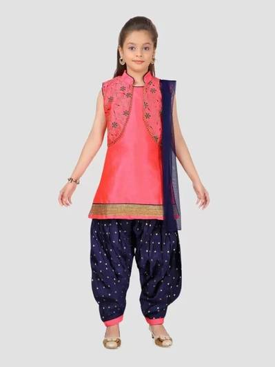 SVM FASHION Girls Festive & Party Ethnic Jacket, Kurta and Dhoti Pant Set