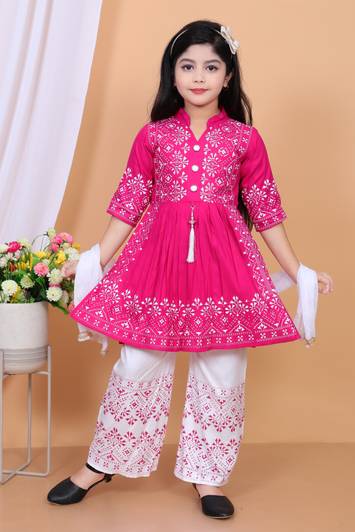 Maheera Fashion Baby Girls Festive & Party Churidar and Dupatta Set