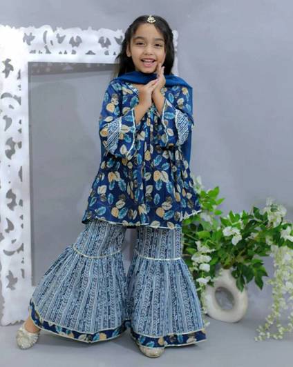 Utsaw Girls Festive & Party Angarkha and Sharara Set