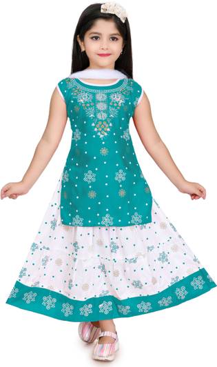 NISSAN CREATIONS Girls Casual Kurta and Skirt Set