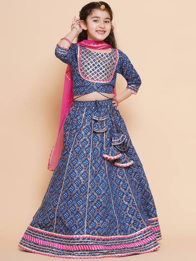 Bitiya By Bhama Girls Lehenga Choli Party Wear Printed Lehenga, Choli and Dupatta Set