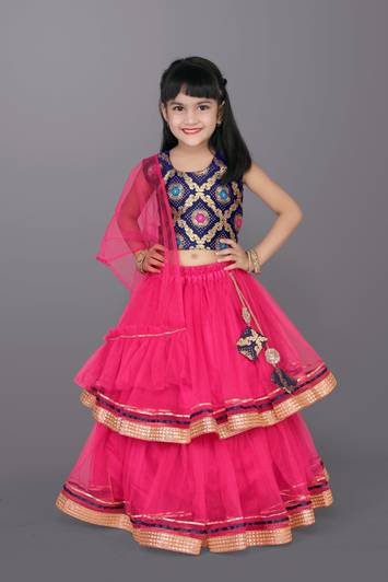 satyamfab Girls Lehenga Choli Ethnic Wear Printed Lehenga, Choli and Dupatta Set