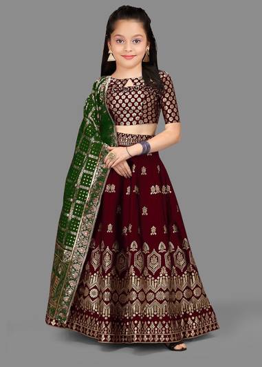 Kedar Fab Girls Lehenga Choli Ethnic Wear Self Design Lehenga, Choli and Dupatta Set