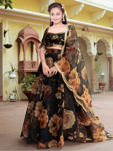 PILUDI Girls Lehenga Choli Ethnic Wear, Fusion Wear, Party Wear, Western Wear Printed Lehenga, Choli and Dupatta Set