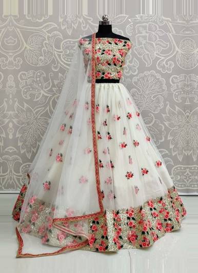Gheludi Girls Lehenga Choli Ethnic Wear Embroidered Lehenga, Choli and Dupatta Set
