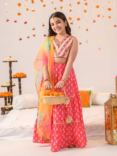 Pspeaches Girls Lehenga Choli Ethnic Wear Printed Lehenga Choli