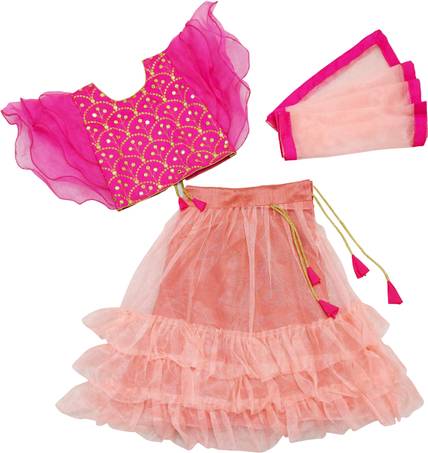 LIZUL Girls Lehenga Choli Ethnic Wear Embroidered Lehenga, Choli and Dupatta Set
