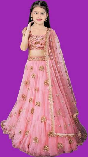 FULPARI Girls Lehenga Choli Ethnic Wear Embroidered Lehenga, Choli and Dupatta Set