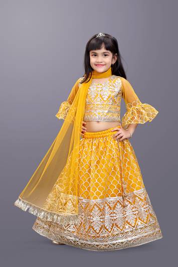 satyamfab Girls Lehenga Choli Party Wear Embroidered Lehenga, Choli and Dupatta Set