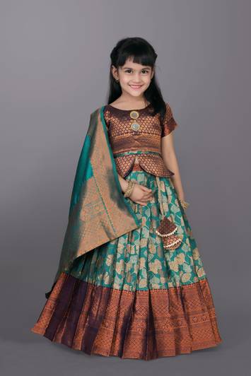 satyamfab Girls Lehenga Choli Ethnic Wear Self Design Lehenga, Choli and Dupatta Set