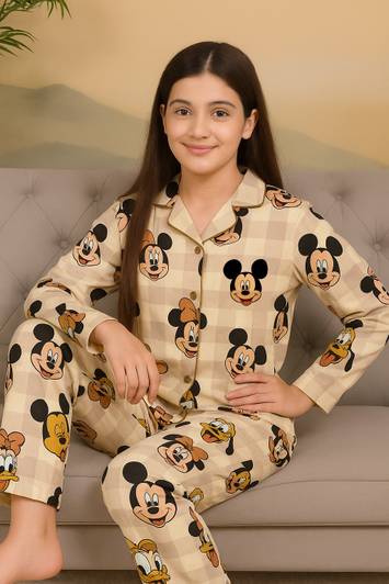 ishavasyam Kids Nightwear Girls Printed Polyester Blend