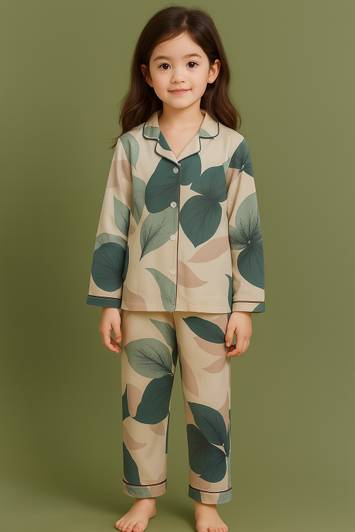 devdatt Kids Nightwear Girls Printed Polyester Blend