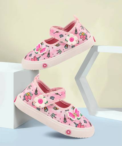 LEVOT Girls Velcro Ballerinas