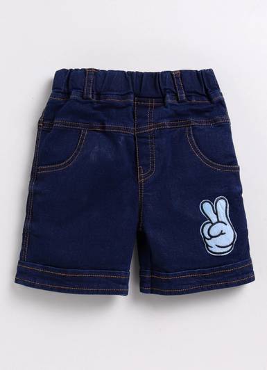 WOLF KING Short For Boys Casual Embriodered Denim