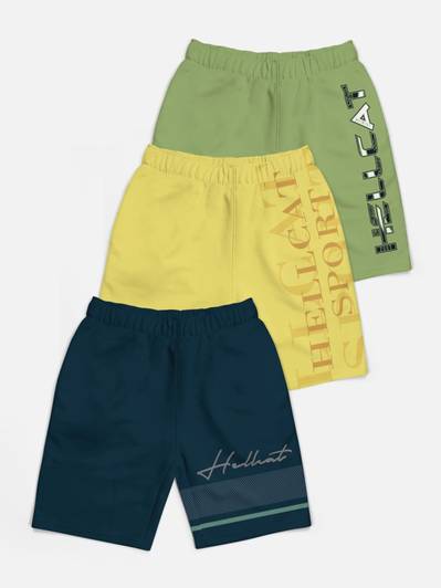 Hellcat Short For Boys Casual Printed Cotton Blend