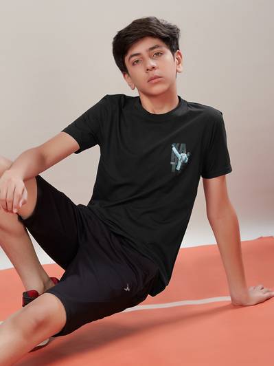 TECHNOSPORT Boys Printed Polyester Slim T Shirt