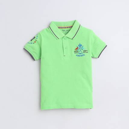 BABY NATION Boys Embroidered Pure Cotton Regular T Shirt
