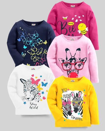 Kuchipoo Girls Printed Cotton Blend Regular T Shirt