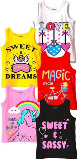 MINI MYN Girls Graphic Print Cotton Blend Regular T Shirt